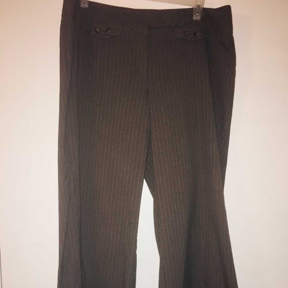Brown Pinstripe Wide Leg Trousers
